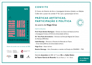 Apresentação do livro «Práticas Artísticas, Participação e Política», de Hugo Cruz