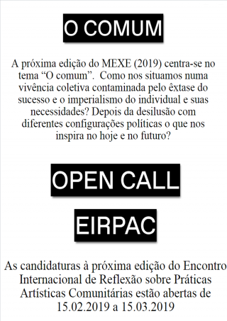 EIRPAC - 3º Encontro Internacional de Reflexão sobre Práticas Artísticas Comunitárias
